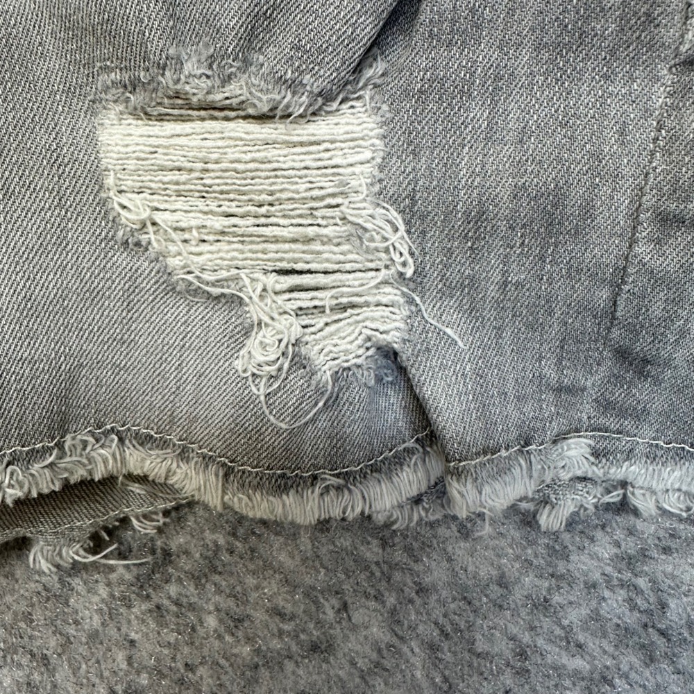 Rich & Skinny Denim Shorts Womens 34 Grey Good Distressed Button Fly Raw Hem - Picture 11 of 16